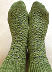 Hand-knit socks with Malabrigo Merino Sock Yarn color lettuce