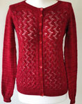 Malabrigo Sock Yarn color ravelry red knit lacey cardigan sweater