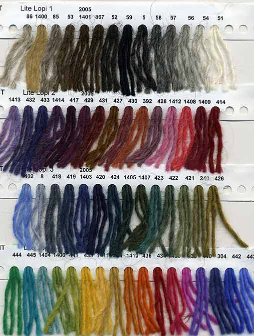 Reynolds Lite Lopi knitting yarn color card