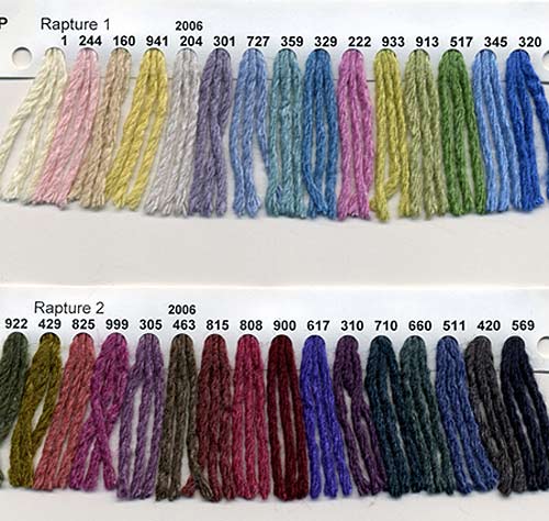 Reynolds Rapture knitting yarn color card
