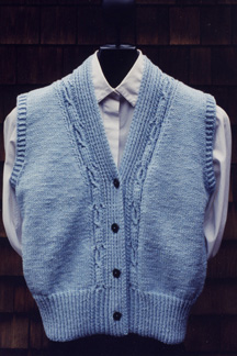 Mari Sweaters Cabled V-Neck Vest