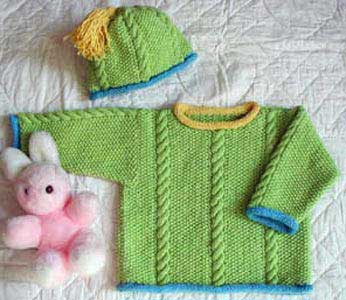 Seed and Cable Sweater Set knitting pattern