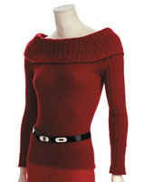 Adrienne Vittadini Carmela Off the Shoulder Sweater knitting pattern.