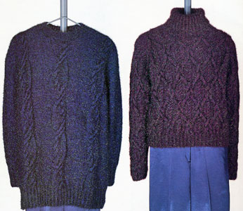 Vittadini Fall 1995 collection vol 5 - 1. Christina Cbled Tunic 2. Christina Cabled Turtleneck Pullover knitting patterns