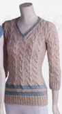 Adrienne Vittadini Felicia Knitting Yarn.  Adrienne Vittadini Felicia Knitting Pattern, Felicia Cabled V-Neck.