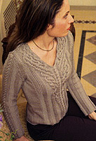 Adrienne Vittadini Fall 2007 vol 30 Trina  Cabled Vee-Neck Pullover knitting pattern