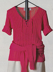 Vittadini Spring Collection 1995 vol 4 - Carina Poorboy Rib Lace-up V-Neck Pullover knitting pattern