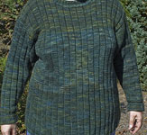 handknit pullover ribbed sweater; Malabrigo Worsted Merino Yarn color VAA #51