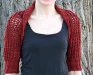 handknit shrug; Malabrigo Worsted Yarn, color 41 burgundy