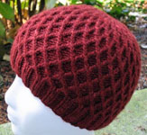 handknit waffle hat, cap;