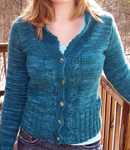 Malabrigo Worsted Merino Yarn, color emerald #135, cardigan sweater