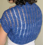 handknit shrug; Malabrigo Worsted Merino Yarn color indigo 88