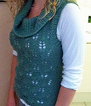 crocheted cowl neck sweater vest; Malabrigo Merino Worsted Yarn, color 506 mint