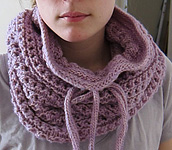 #11 eyelet cowl / snood; Malabrigo Worsted Merino Yarn, color orchid 34