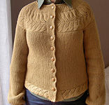 vine yoke cardigan; Malabrigo Worsted Yarn, color 511 praline